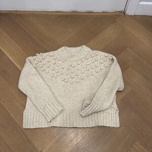 Madewell heathered oatmeal sweater with ball detail